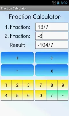 Fraction Calculator android App screenshot 1